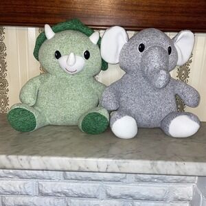 Pair Matching Stuffed Sock Like Animals Triceratops Elephant Easter Siblings